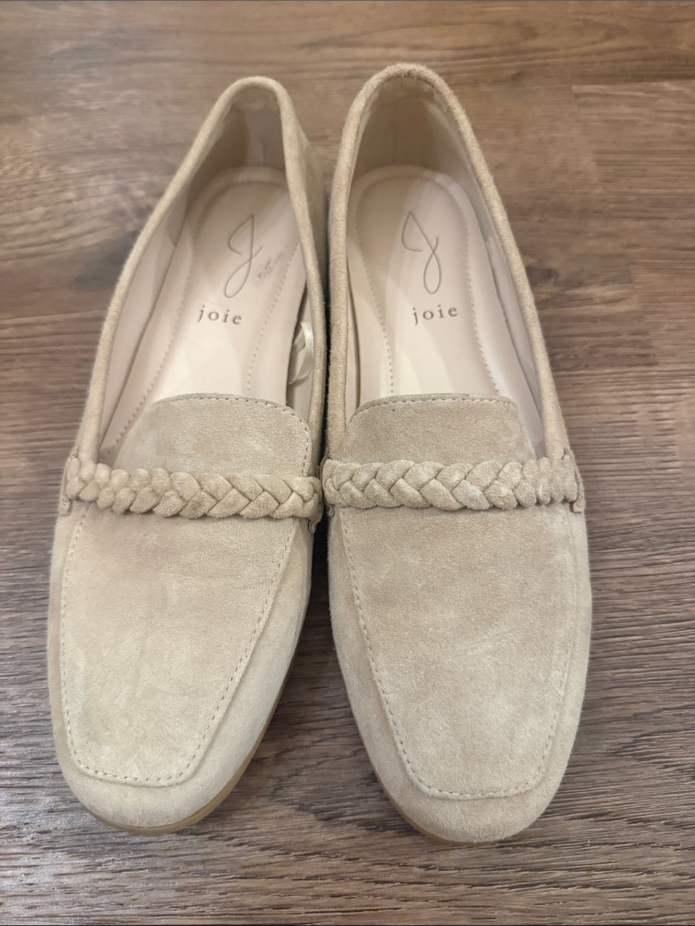 Joie Braided Suede Loafers in Light Beige Size 7.5